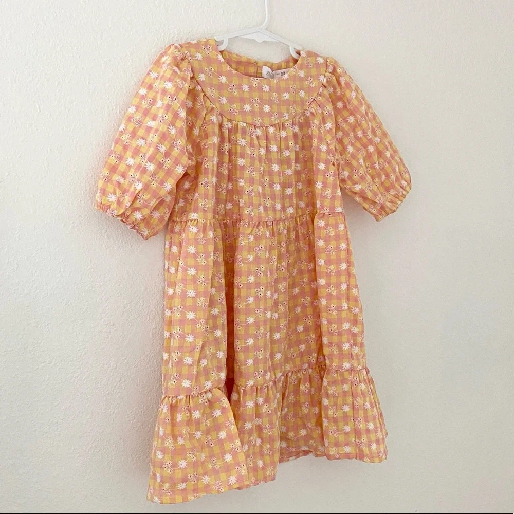 SOLD ZARA Kids | Gingham Daisy Midi Dress | 2-3T | NWT - Picture 1 of 5